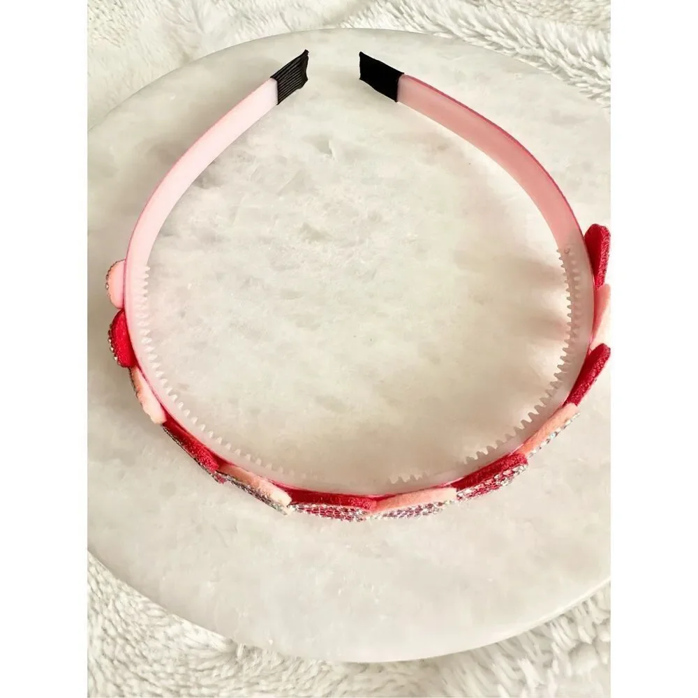 Light Pink and Red rhinestone Valentine‘s heart headband